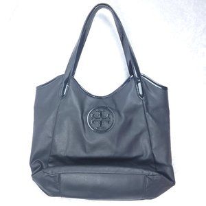 TORY BURCH Solid Black PVC Faux Leather Shoulder Bag